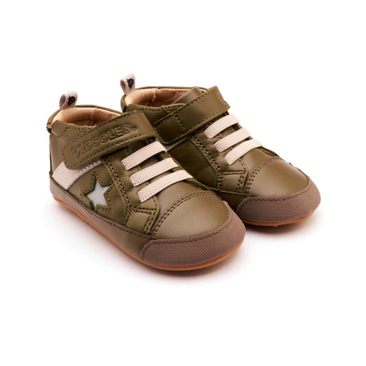 Old Soles 0074RT Roller baby leather shoe in Militare, Gris, and Dusty Blue with classic detail