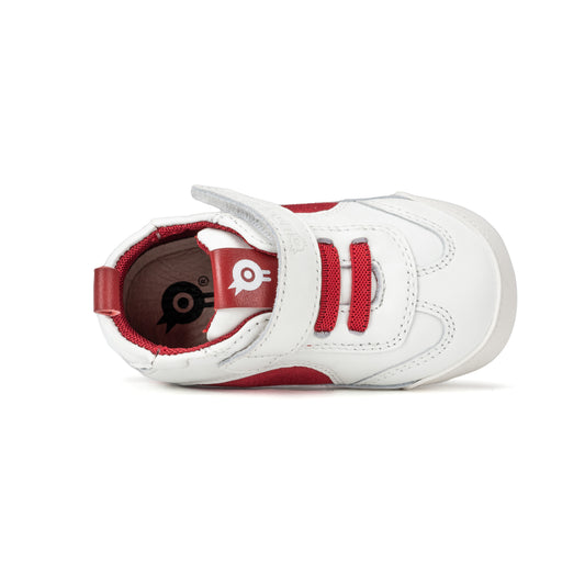 Old Soles 0078RT Meshy baby leather shoe in Snow and Red with mesh detail