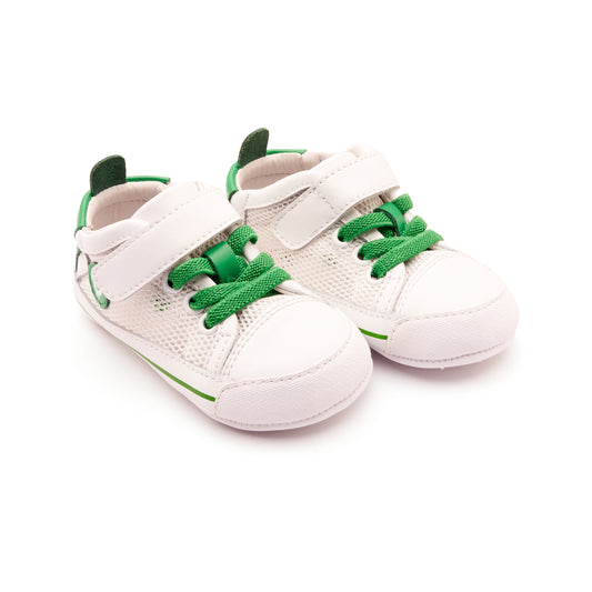 Old Soles 0083RT Baby Mesh baby leather shoe in Snow and Neon Green with mesh detail