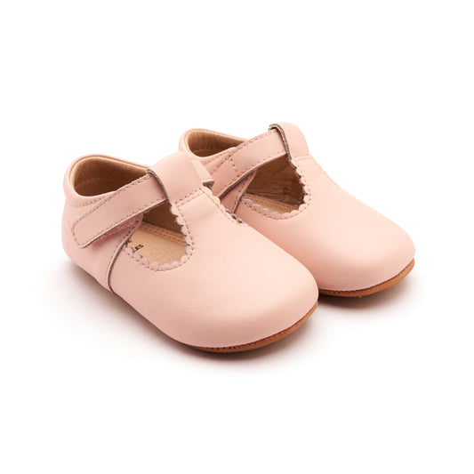 Old Soles 0100R Rose Baby baby leather shoe in Dalia with floral detail