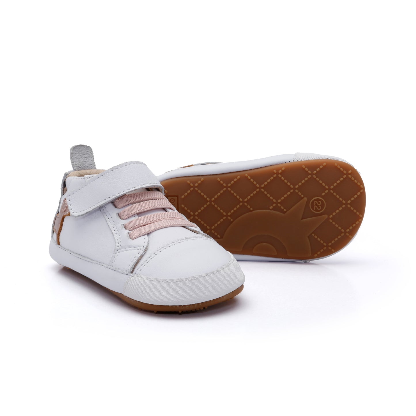 Old Soles 0112RT Dash Baby baby leather shoe in Snow and Copper with classic detail