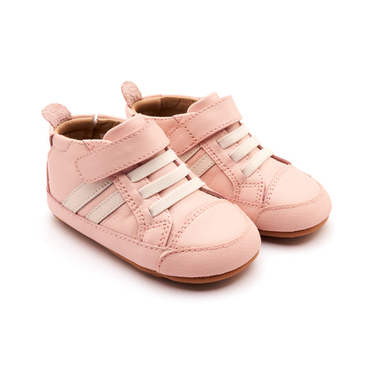 Old Soles 066RT High Roller baby leather shoe in Powder Pink and Sporco with classic detail