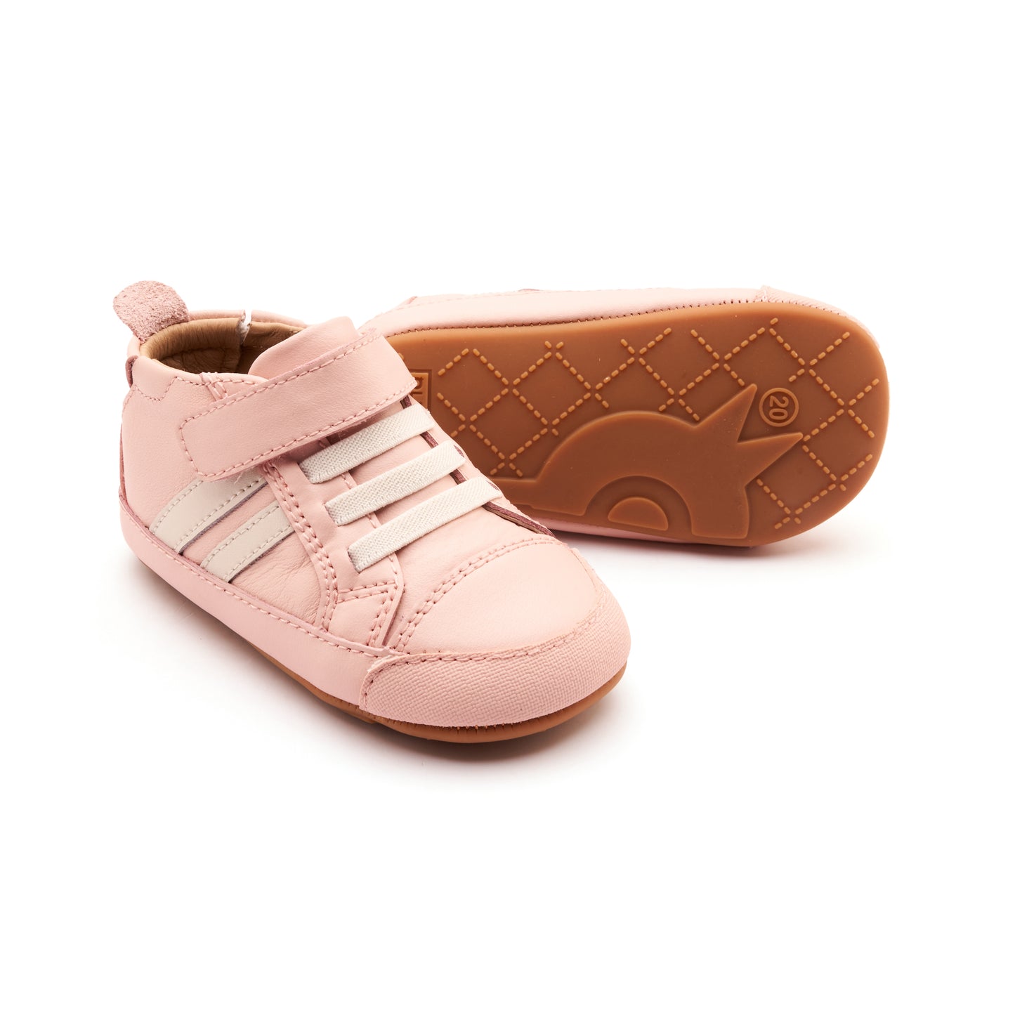 Old Soles 066RT High Roller baby leather shoe in Powder Pink and Sporco with classic detail