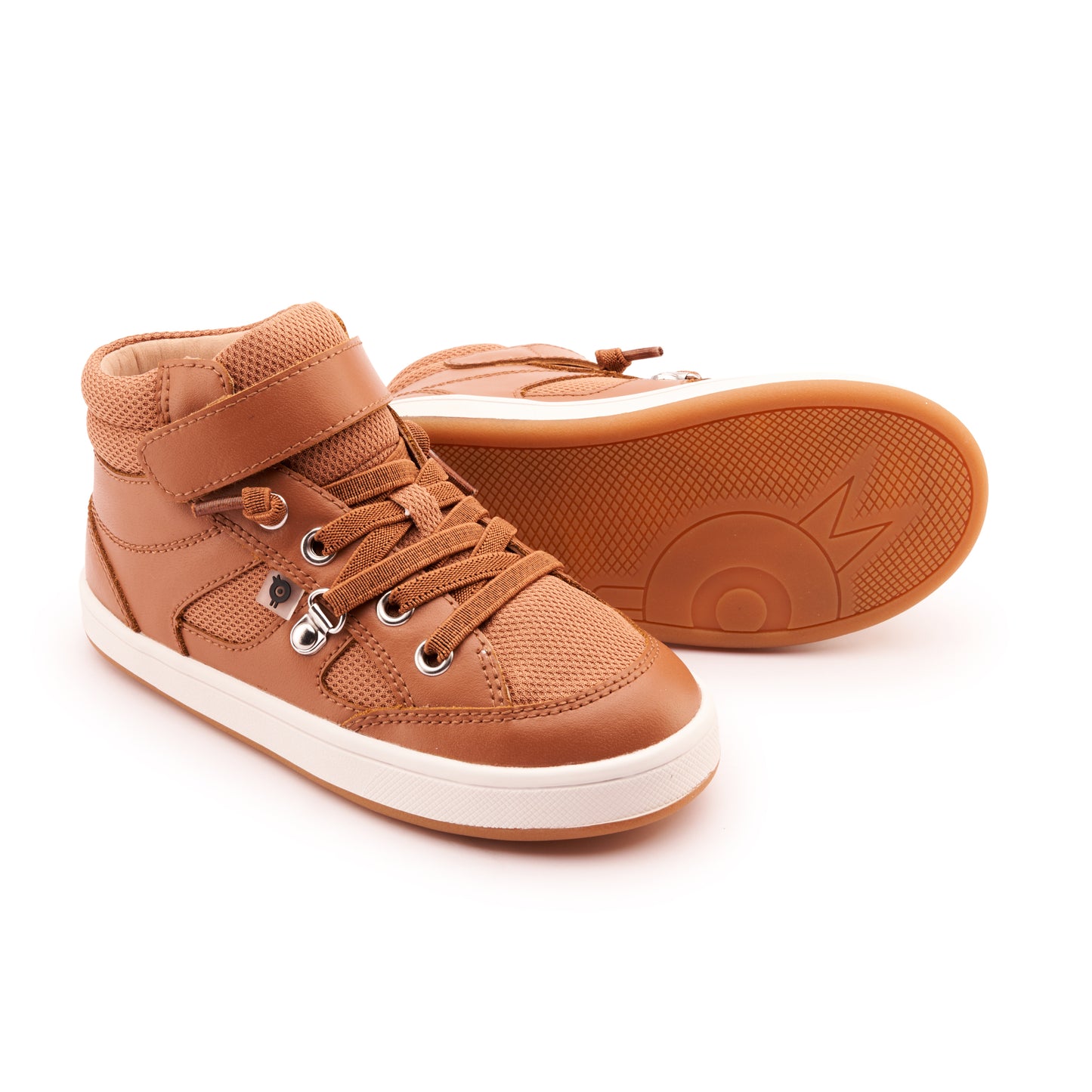 Old Soles 1001 Work Kicks kids leather sneaker in Tan, Tan Mesh, and White Gum Sole with classic detail