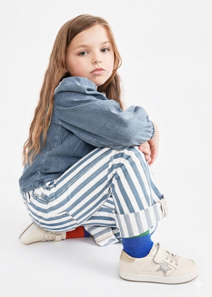Old Soles 1006 Platinum Runner kids leather sneaker in Antracita and Taupe and Sporco with star detail