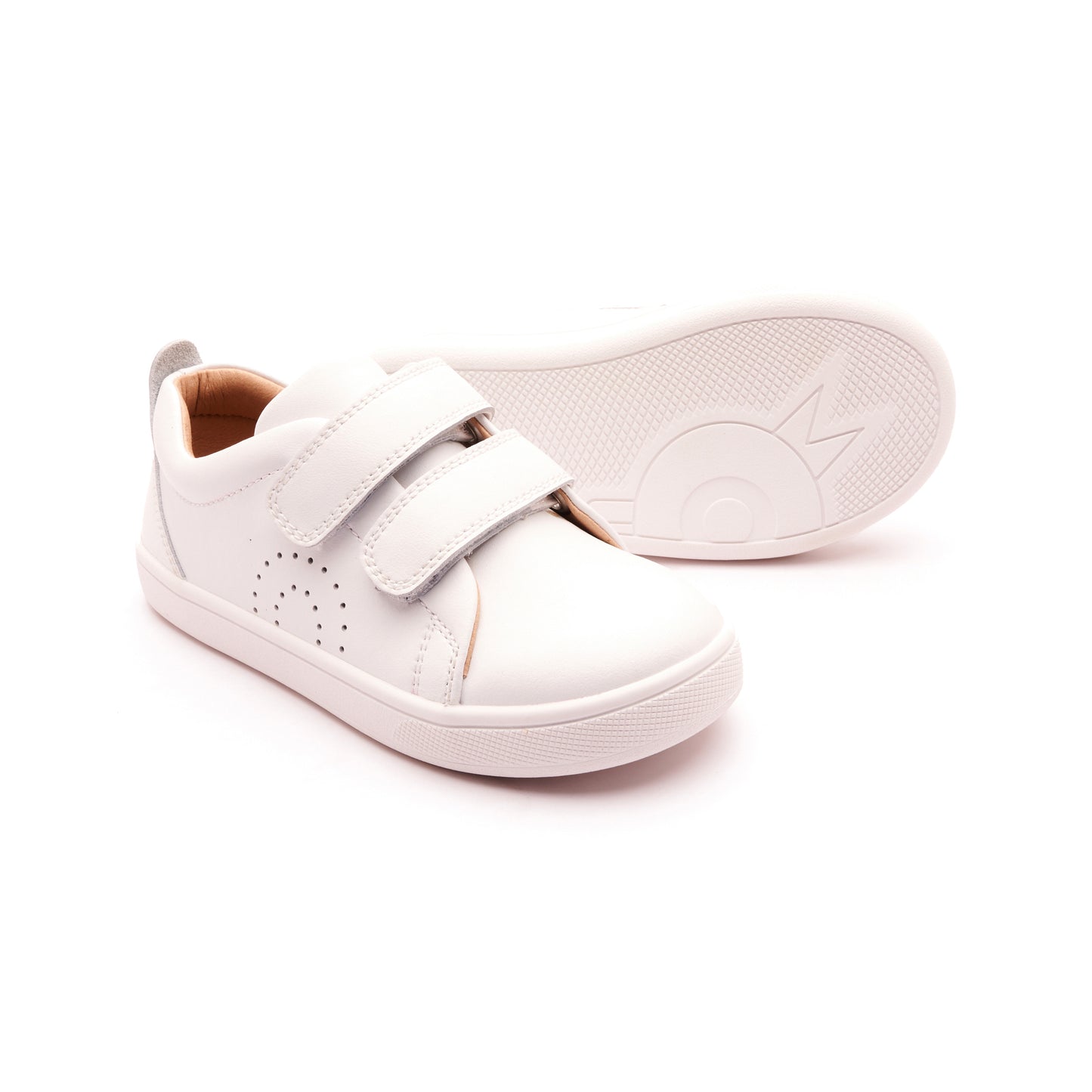 Old Soles 1021 Big Tot kids leather shoe in Snow with velcro strap detail