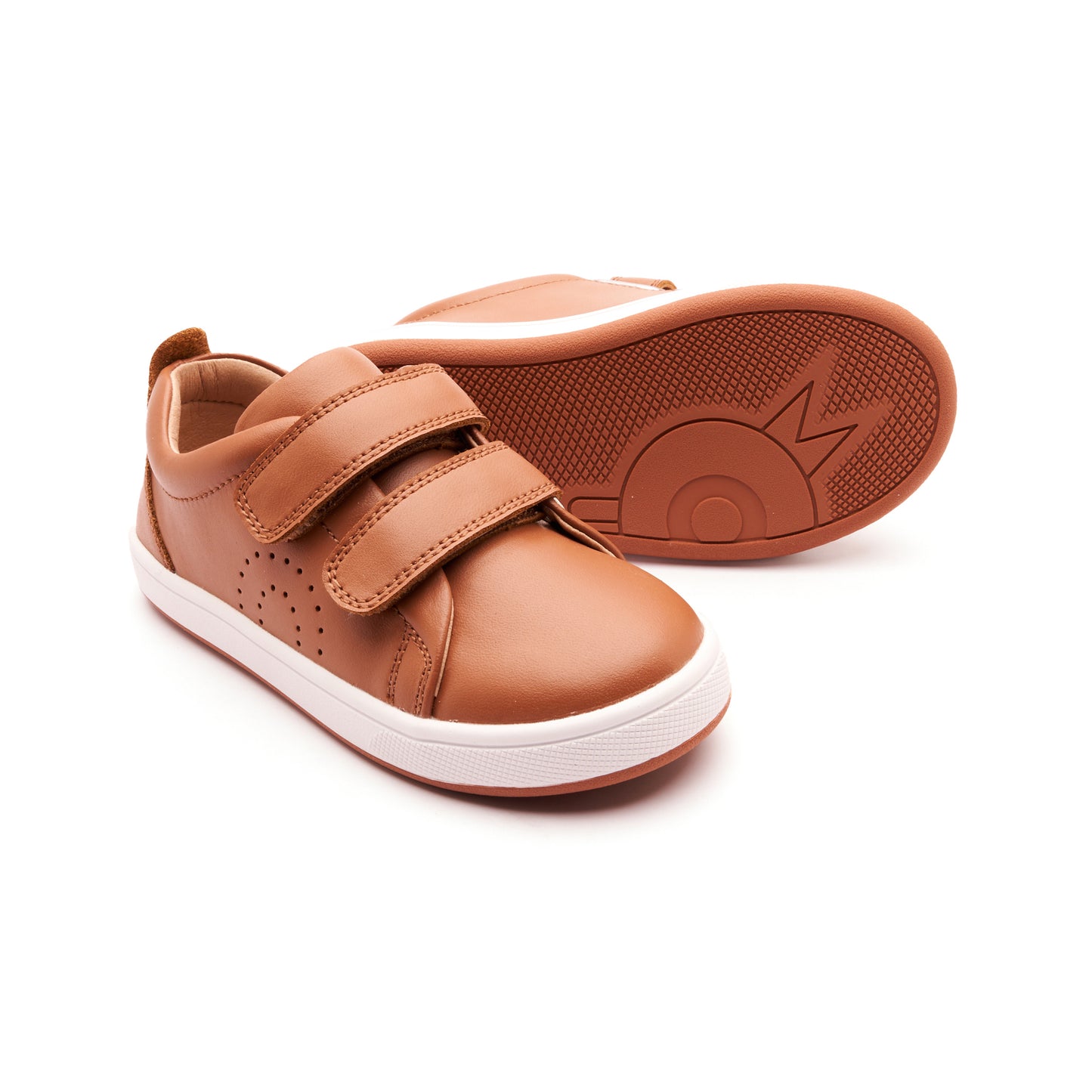 Old Soles 1021 Big Tot kids leather shoe in Snow with velcro strap detail