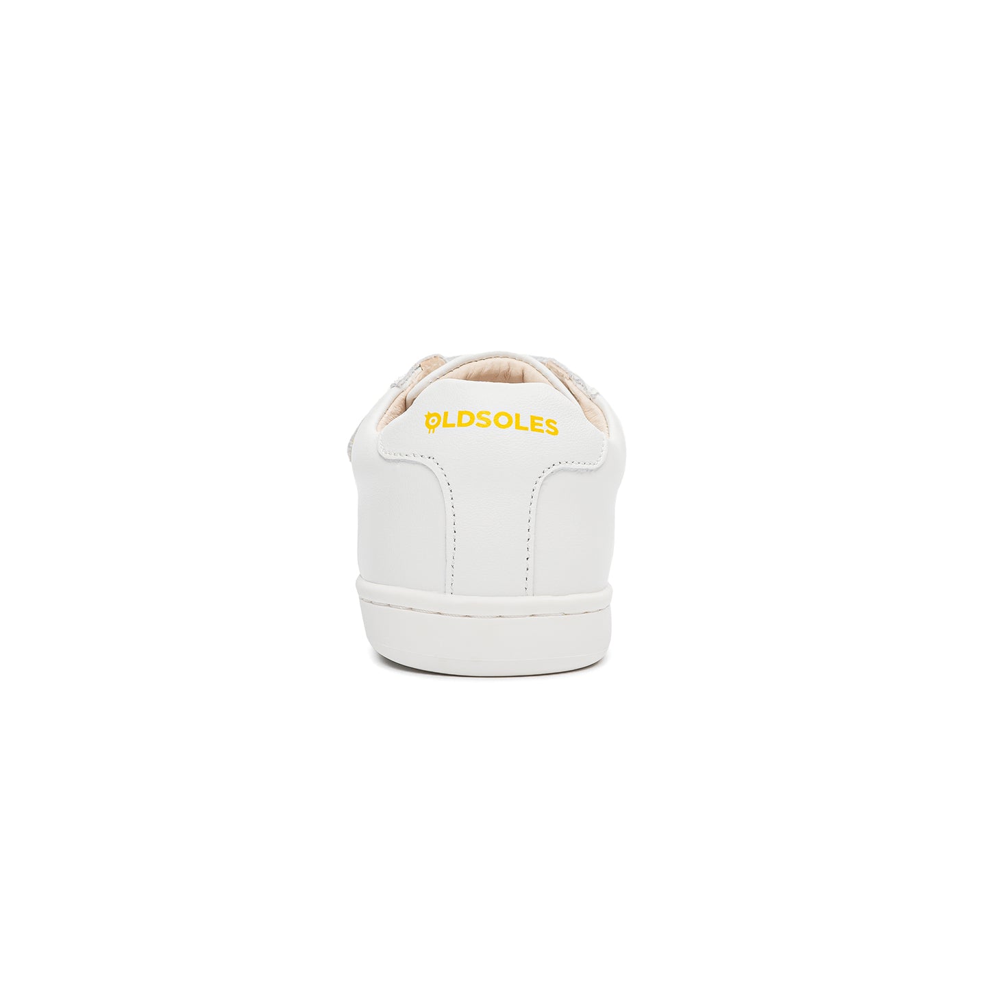 Old Soles 1023 Big O kids leather sneaker in Snow and Yellow with sporty detail