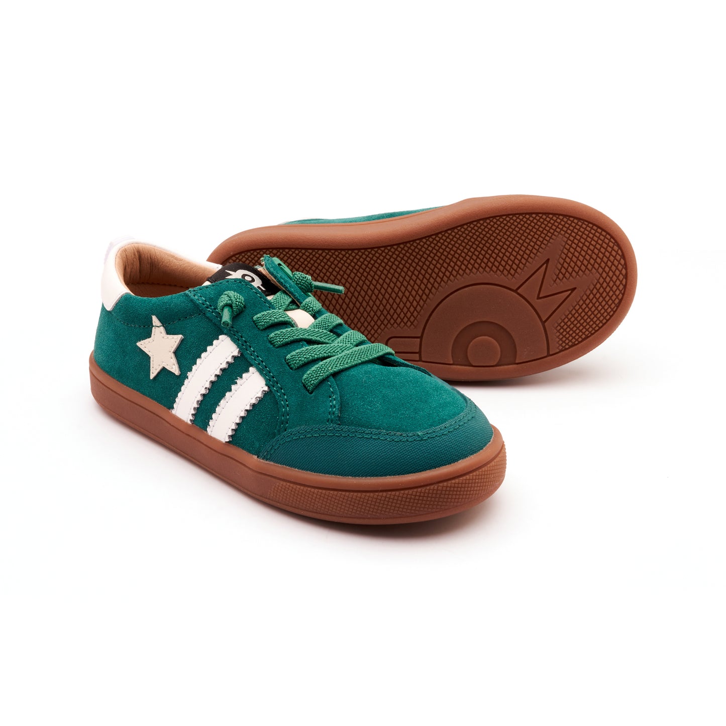 Old Soles 1041 WOS Runner kids leather sneaker in Emerald Suede and Snow and Sporco with sporty detail