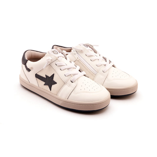 Old Soles 1045 Star Runner kids leather sneaker in Snow Navy and Gris