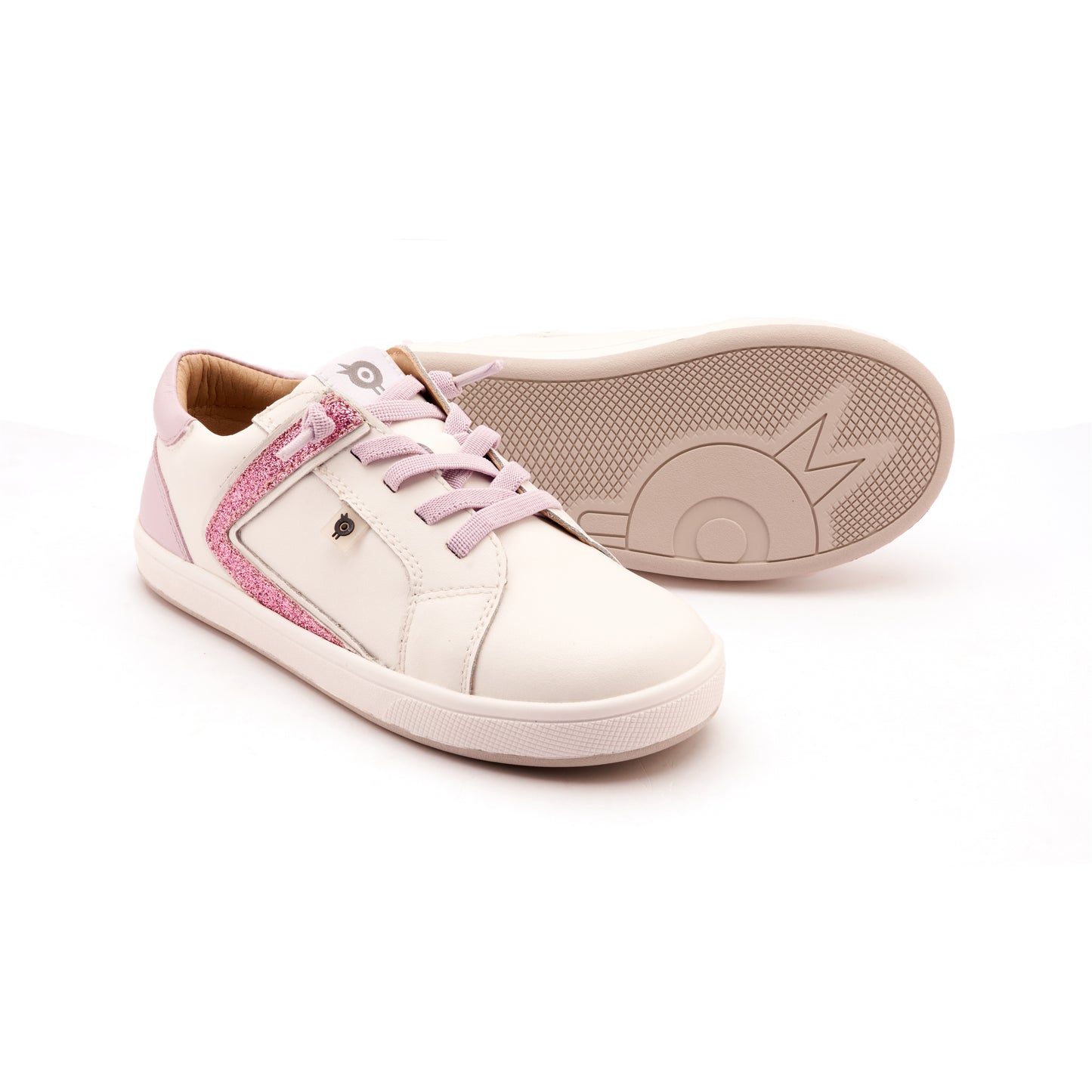 Old Soles 1053 Sash Runner kids leather sneaker in Snow and Lilium and Glam Pink with sporty detail