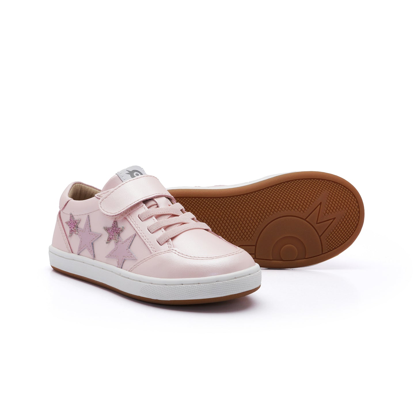 Old Soles 1081 Low Burst kids leather sneaker in Nacardo Dalia and Chalk Pink with sporty detail