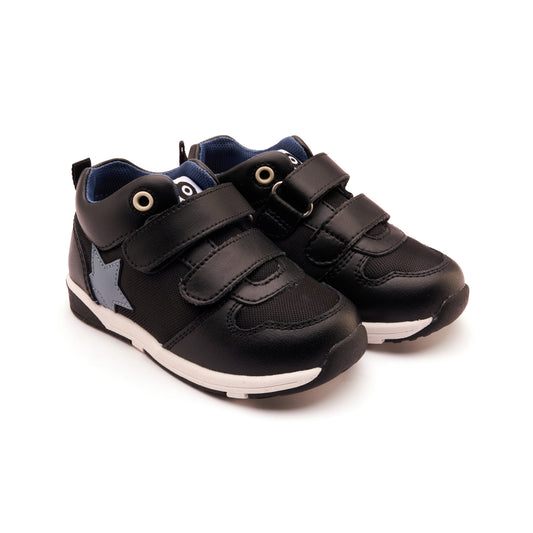 Old Soles 2113 Cefalu kids leather shoe in Black and Black and Indigo with classic detail