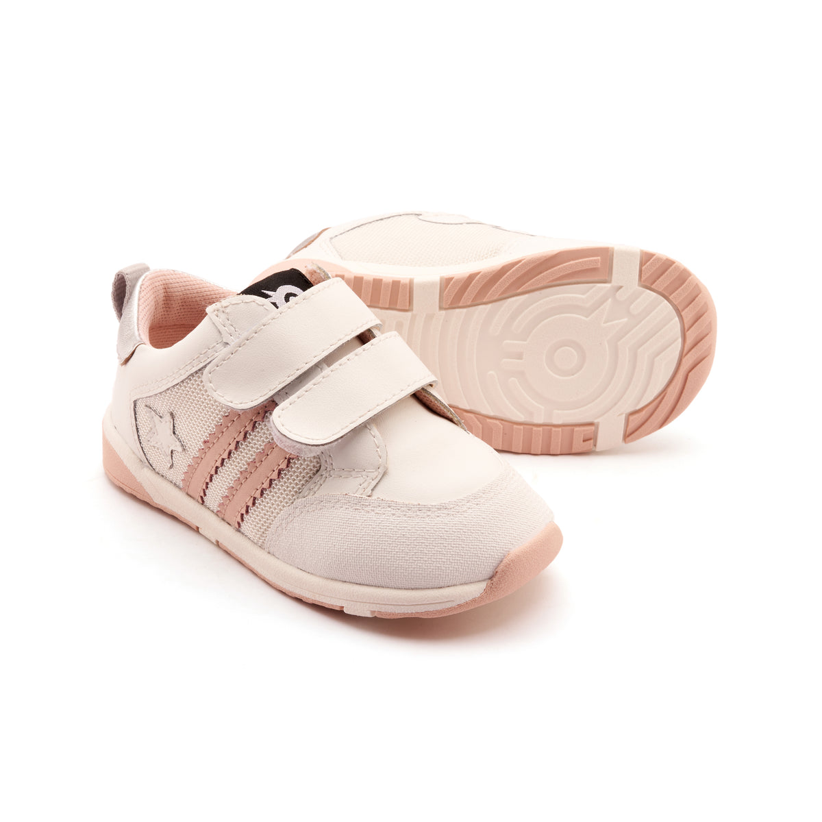 Old Soles 2120 Marvel Squad kids leather sneaker in Snow and Powder Pink and Silver with sporty detail