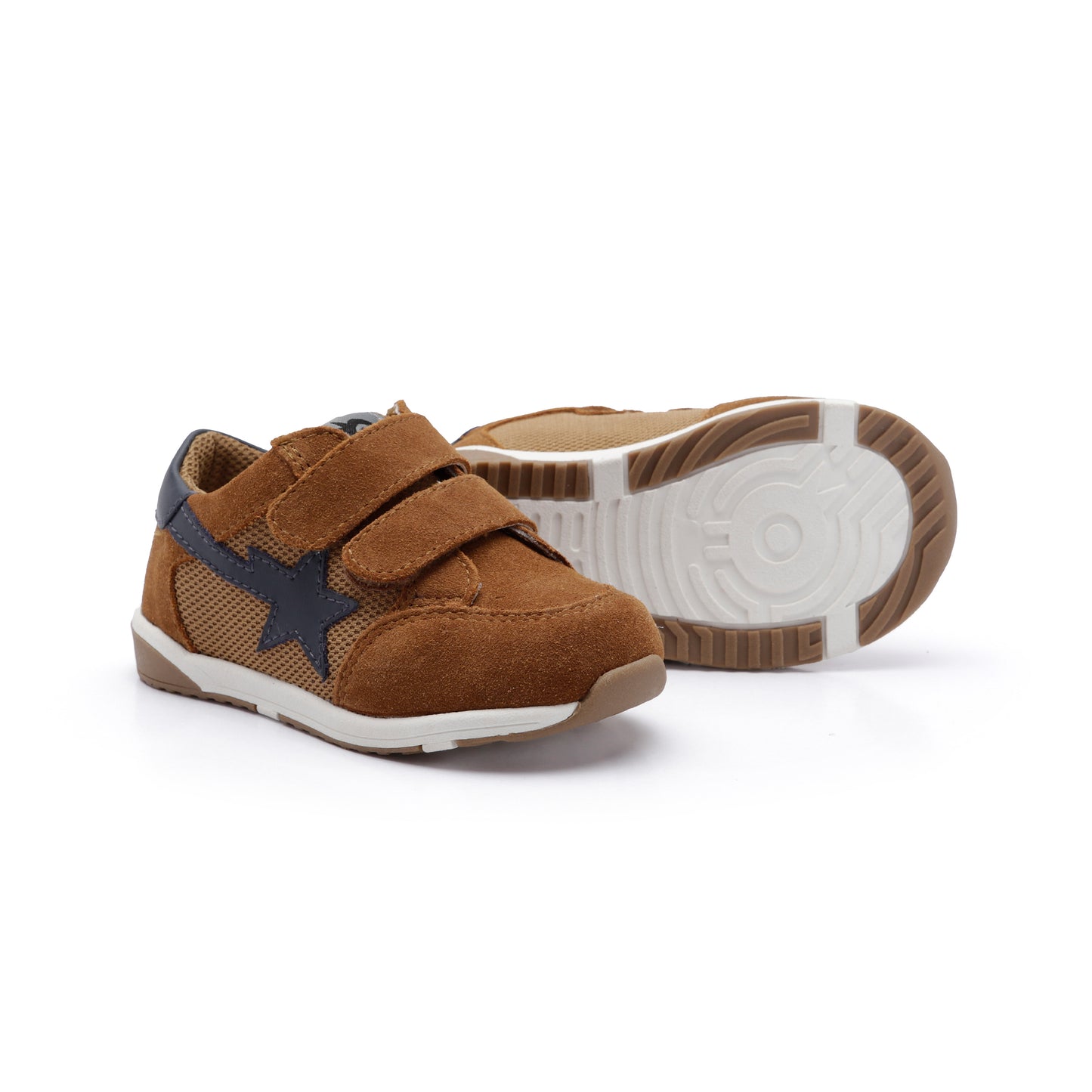 Old Soles 2122 Star Track kids leather sneaker in Tan Suede with star detail