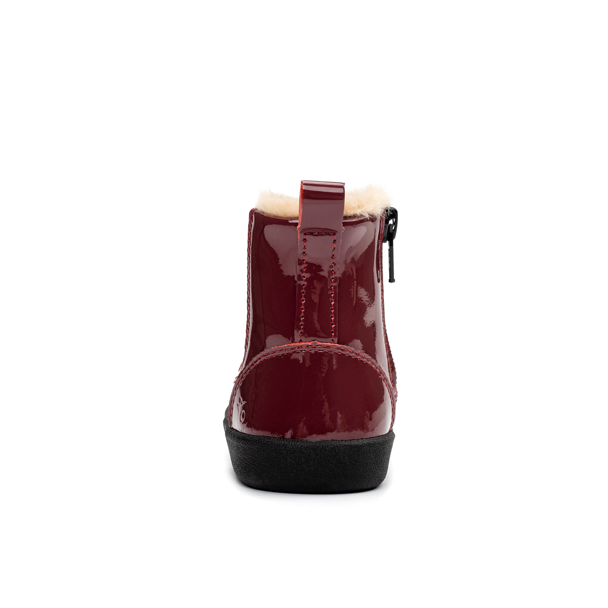 Old Soles 315 Rider Boot kids leather boot in Rouge Patent and Fur with classic detail