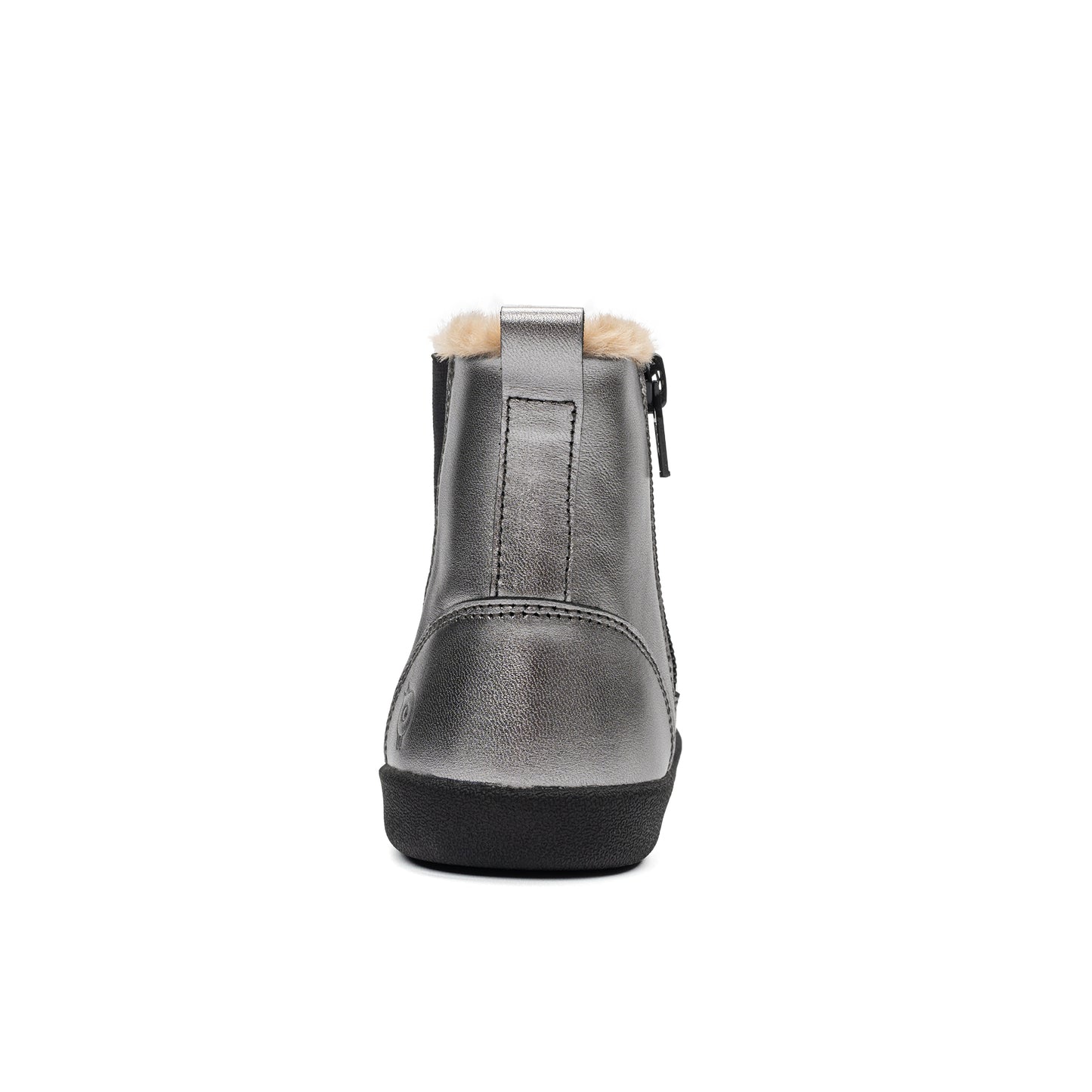 Old Soles 376 Star Rider kids leather boot in Rich Silver and Fur with star detail