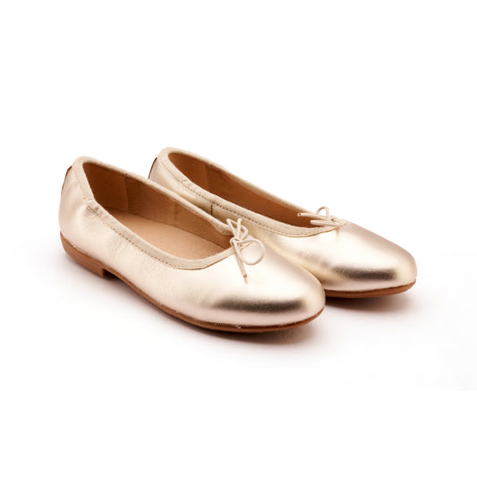 Old Soles 400 Brule Shoe kids leather shoe in Gold with classic detail