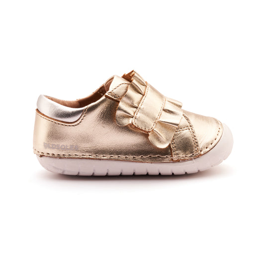 Old Soles 4052 Frilly Pave kids leather shoe in Gold and Silver with pave detail