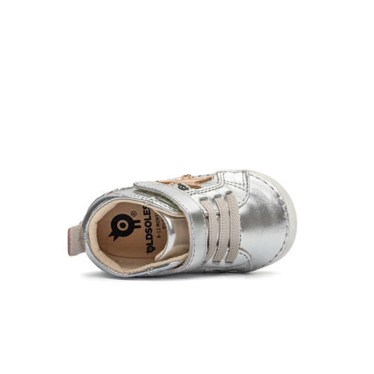 Old Soles 4098 Starstar Pave kids leather shoe in Silver, Copper, and Glam Copper with star detail