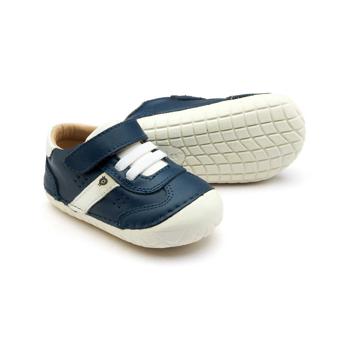Old Soles 4100 Roady Pave kids leather sneaker in Denim and Snow with pave detail