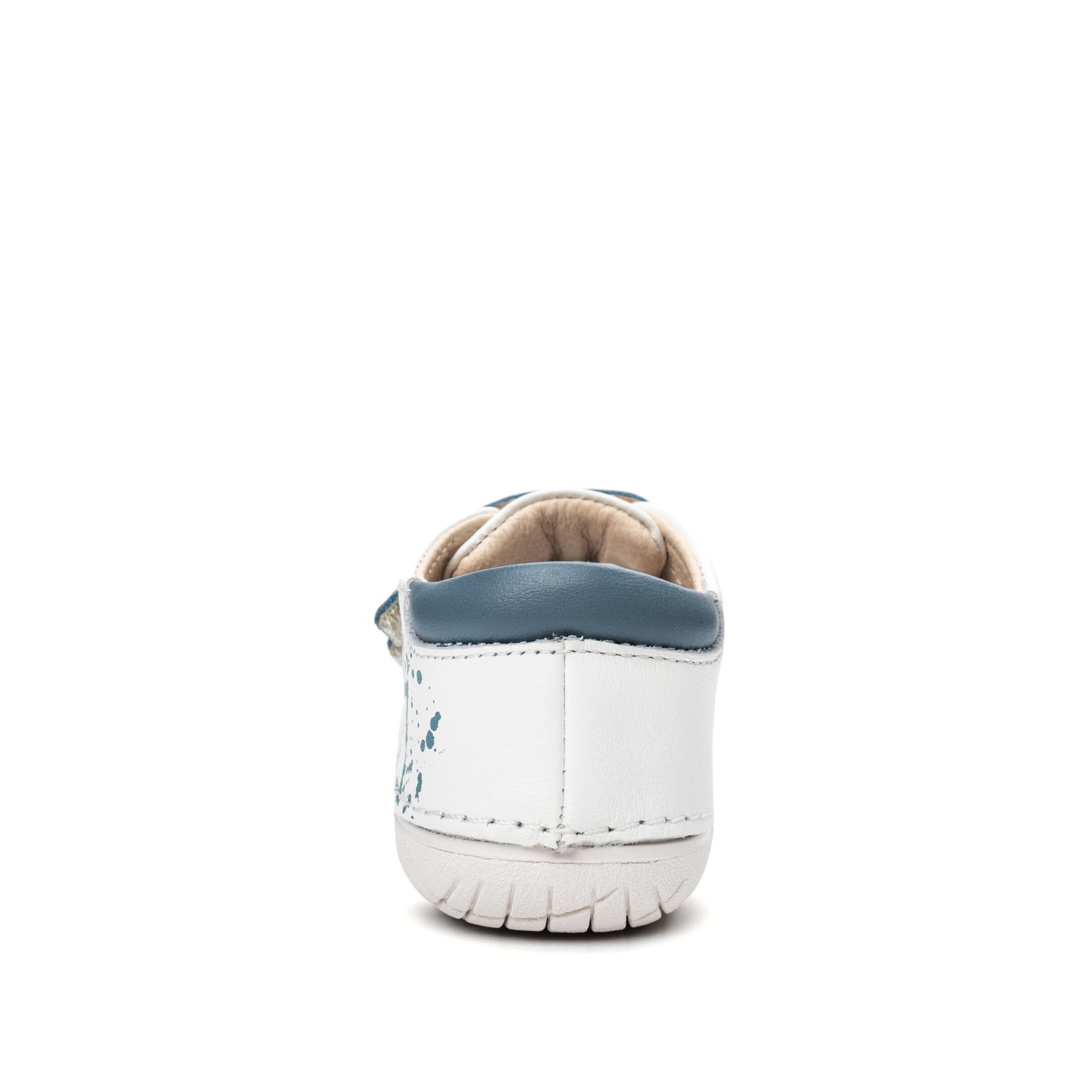 Old Soles 4101 Pave Splash kids leather shoe in Snow, Indigo, and White Sole with splash design