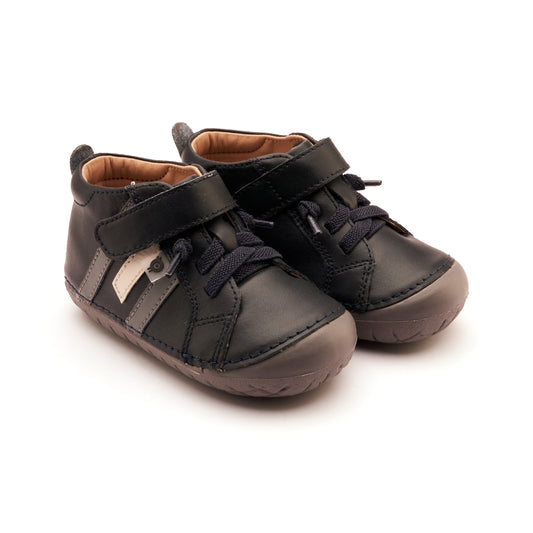Old Soles 4112 Away Pave kids leather shoe in Marino, Shadow, and Sporco with pave detail