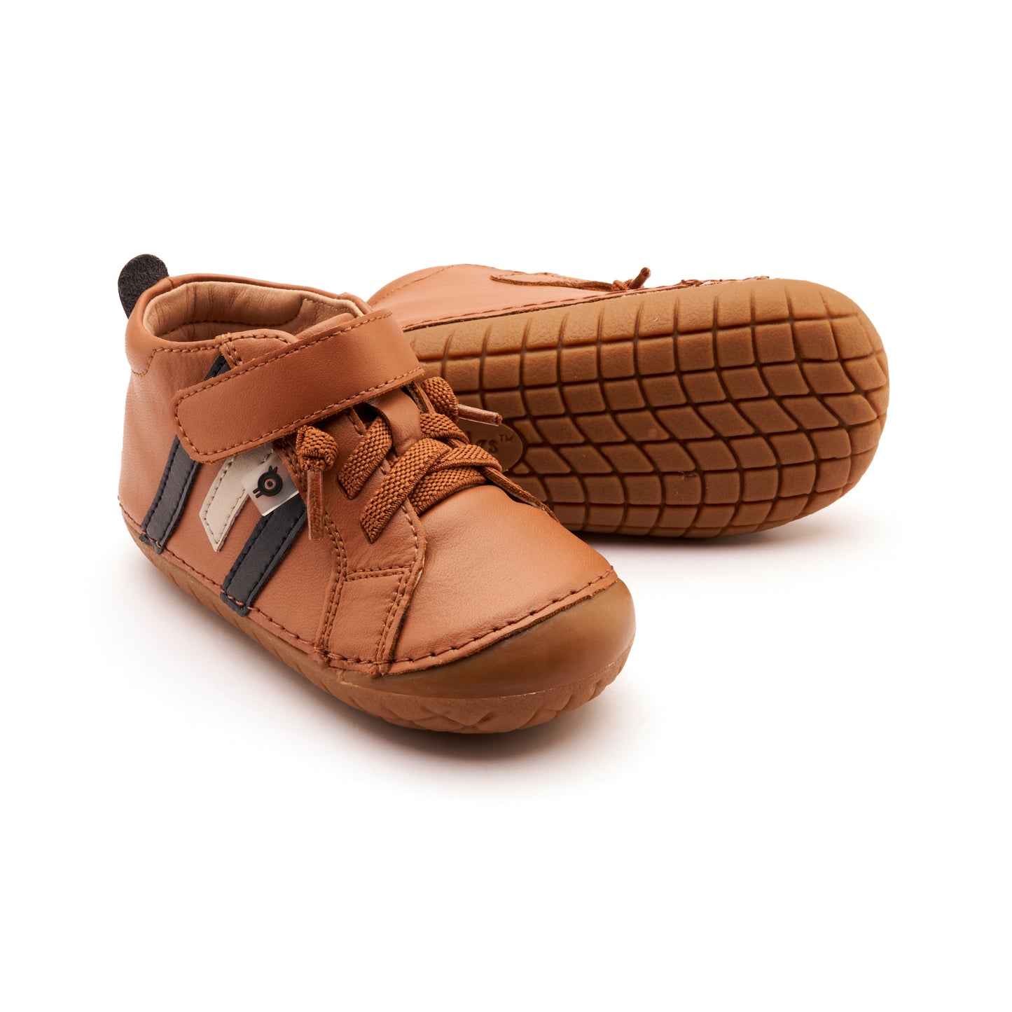 Old Soles 4112 Away Pave kids leather shoe in Tan, Navy, and Gris with pave detail