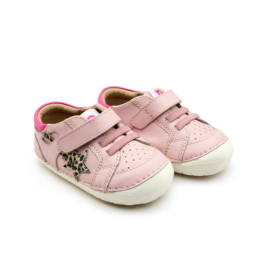 Old Soles 4114 Pavesta kids leather shoe in Chalk Pink and Kat with pave detail