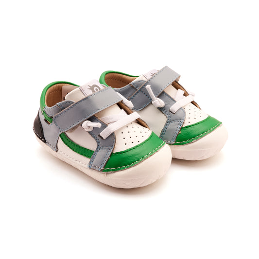 Old Soles 4117 Windy Pave kids leather shoe in Snow, Dusty Blue, Neon Green, and Black with pave detail