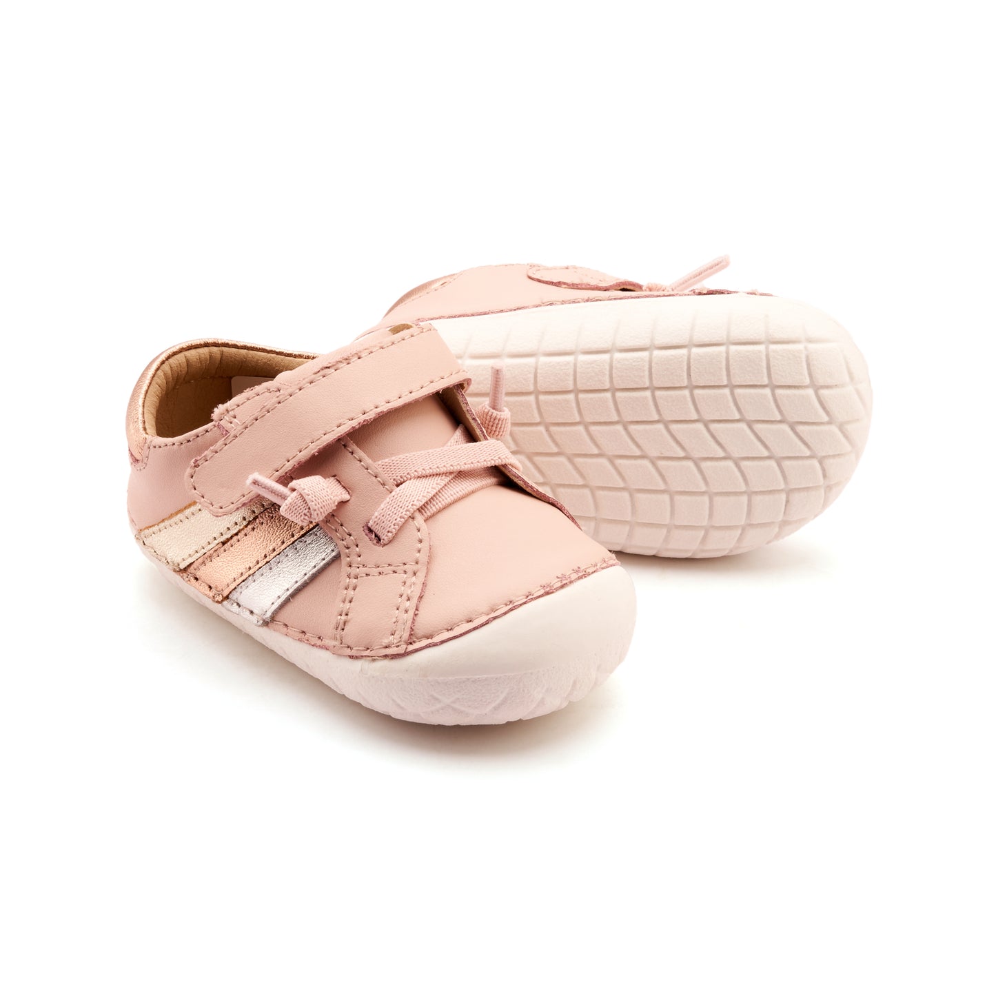 Old Soles 4120 Sun Ray Pave kids leather shoe in Powder Pink with pave detail