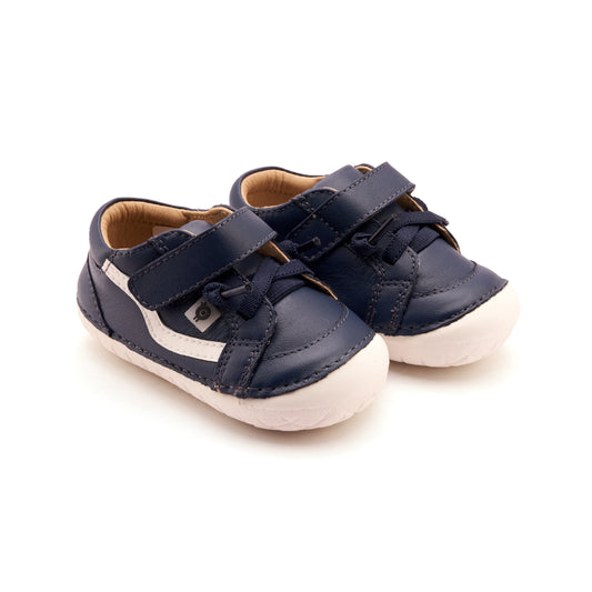 Old Soles 4122 Pave Squiggle kids leather shoe in Denim and Snow with pave detail