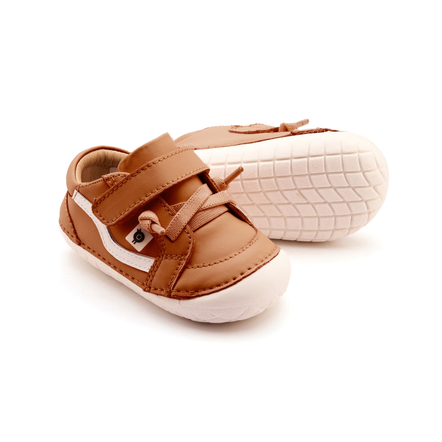 Old Soles 4122 Pave Squiggle kids leather shoe in Tan and Snow with pave detail