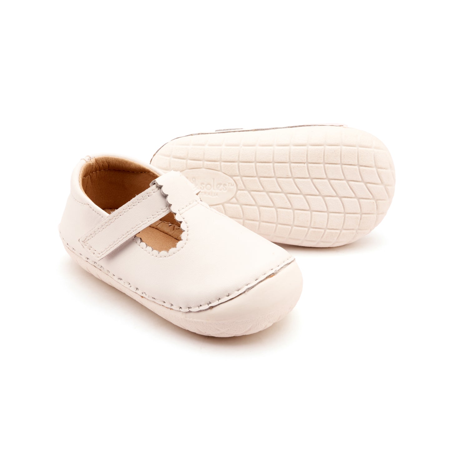 Old Soles 4125 Pave Classic-T kids leather shoe in Snow and Snow with pave detail