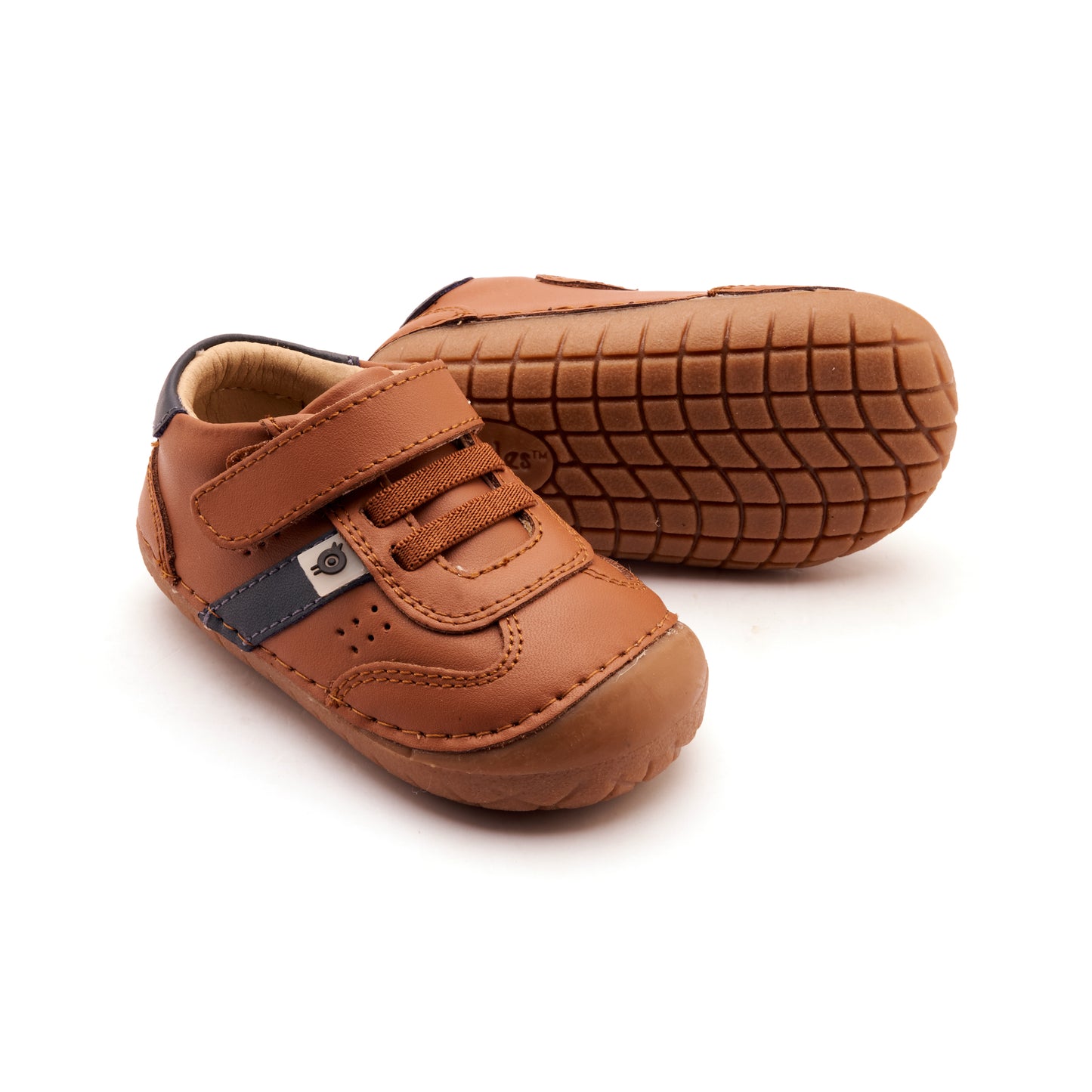 Old Soles 4130 Gravel Pave kids leather shoe in Tan and Navy with pave detail