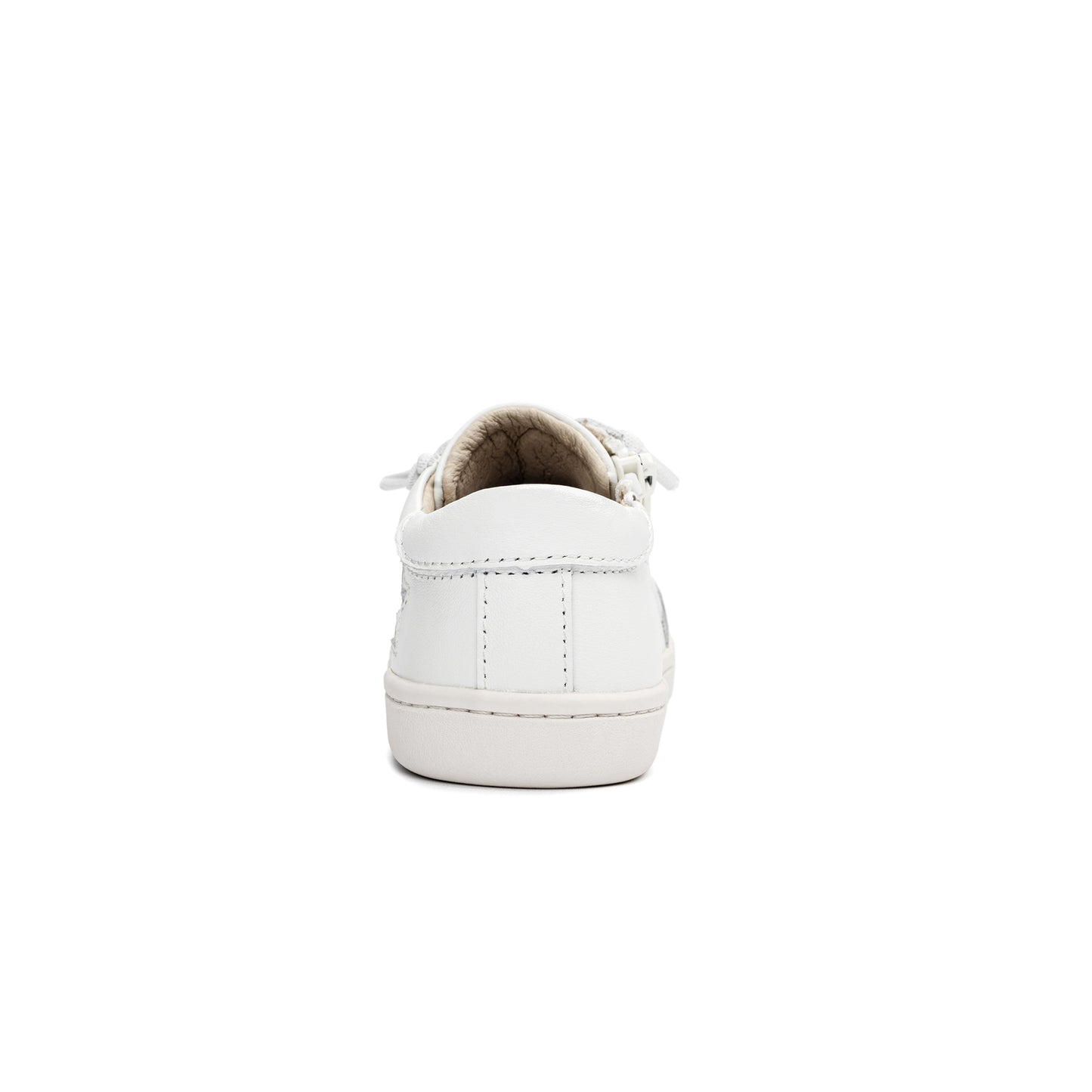 Old Soles 6088 Starey Runner kids leather sneaker in Snow and Silver with star detail