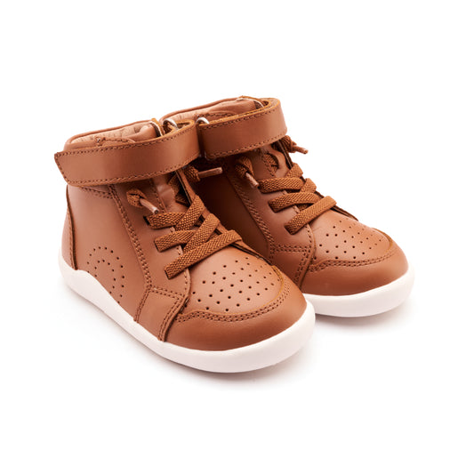 Old Soles 8069 High Little Tot kids leather shoe in Tan with velcro strap detail