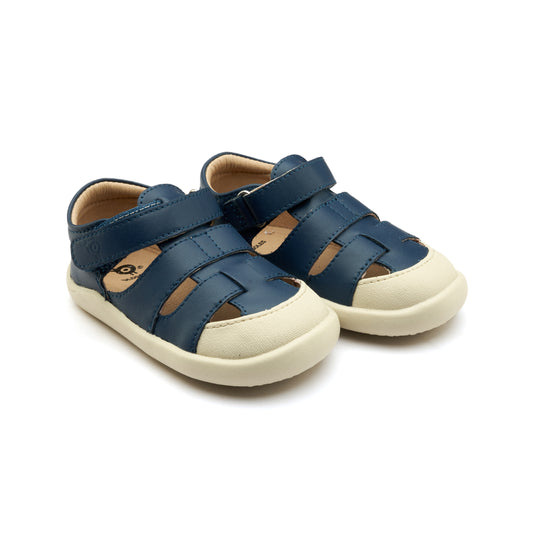 Old Soles 8075 Fresco Ground kids leather shoe in Denim and Sporco with rubber sole detail