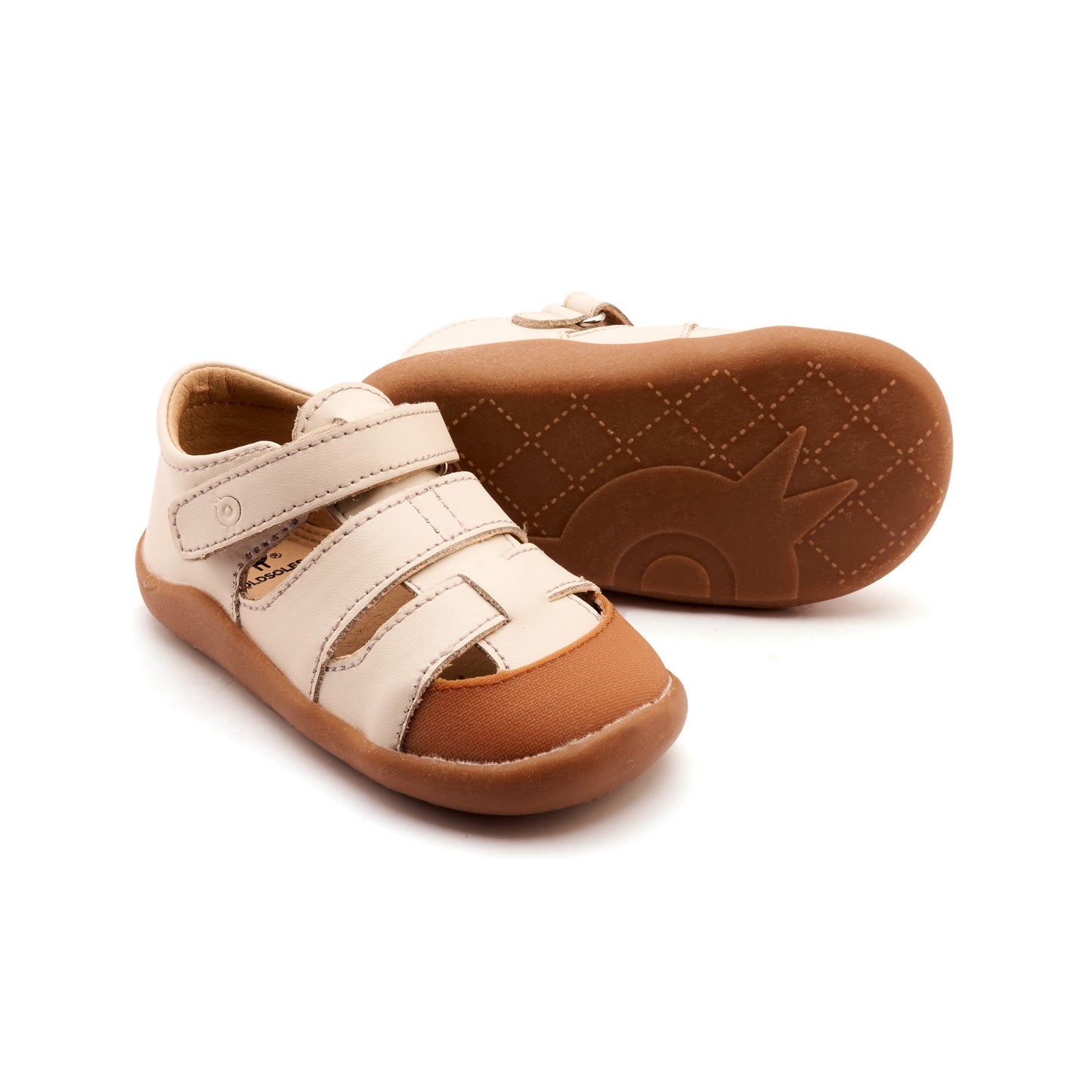 Old Soles 8075 Fresco Ground kids leather shoe in Sporco and Light Gum with rubber sole detail
