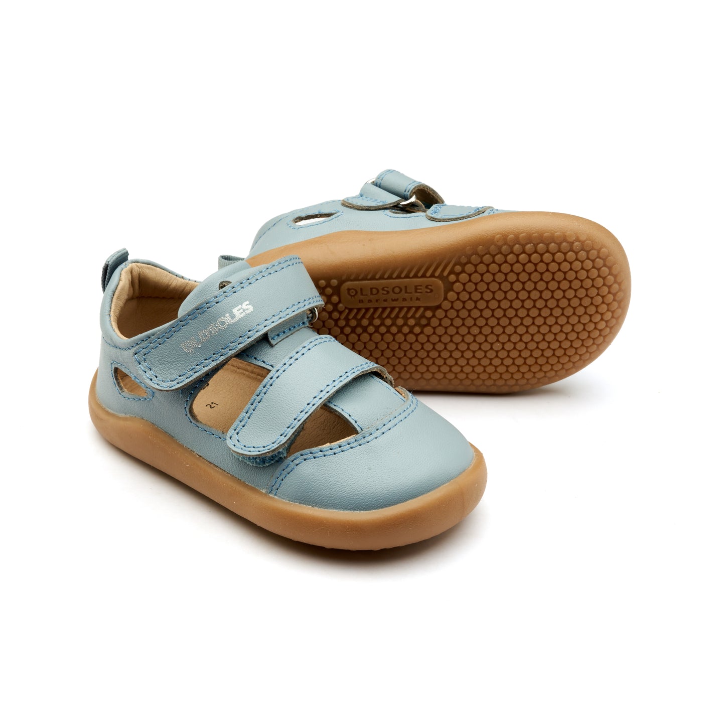 Old Soles 8100 Ground Groove kids leather shoe in Dusty Blue with rubber sole detail