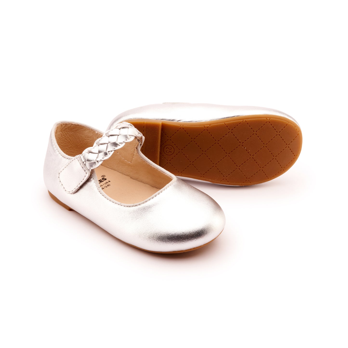 Old Soles 817 Lady Plat kids leather shoe in Silver with classic detail
