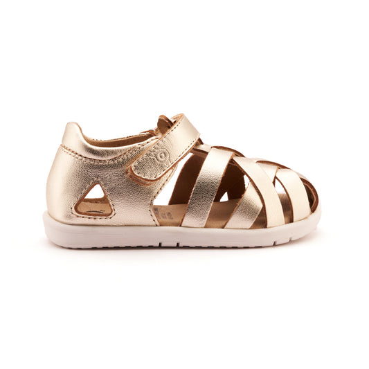 Old Soles 9504 Open Air kids leather shoe in Gold with open toe detail