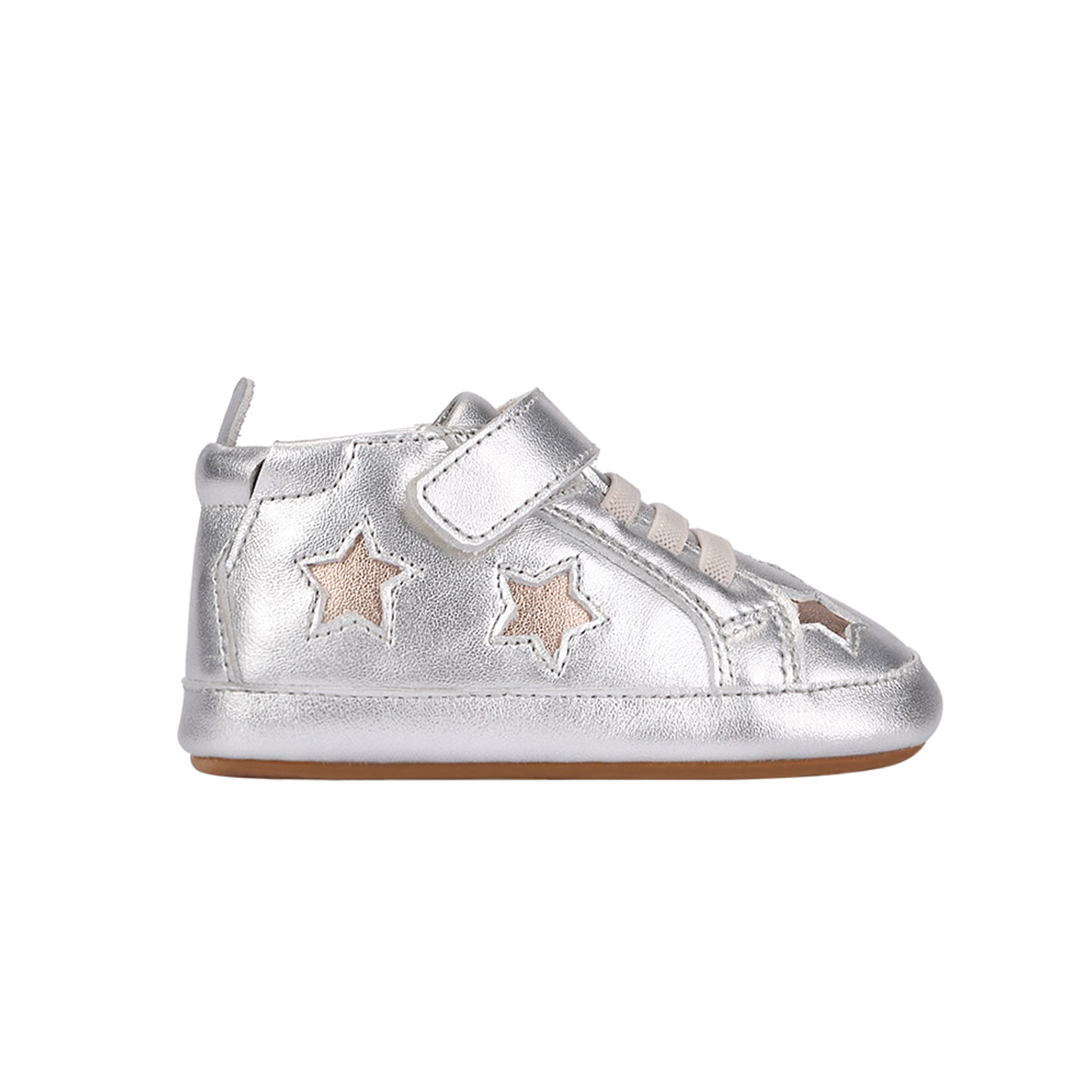 Old Soles 0005R High Splash baby leather shoe in Silver and Copper with splash design
