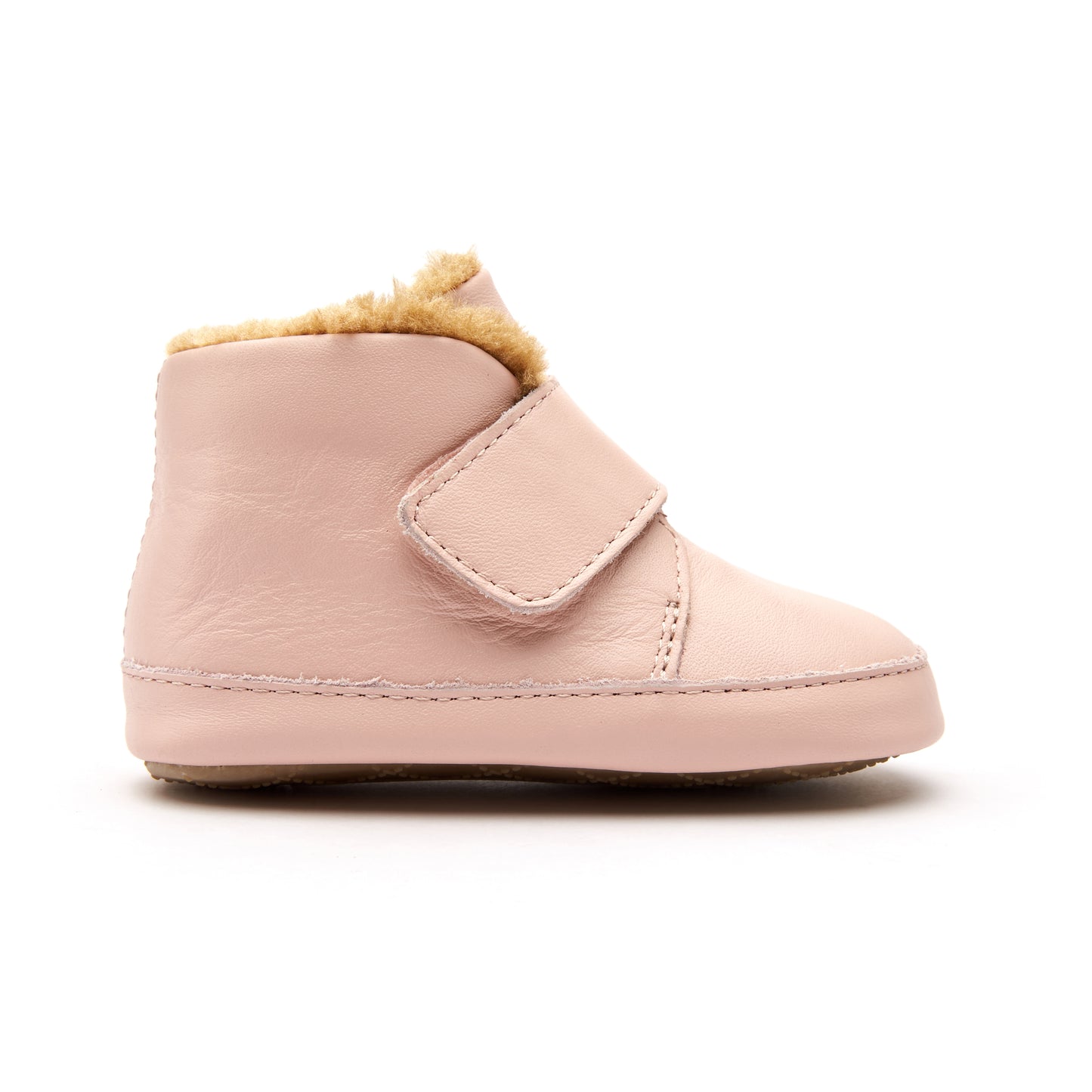 Old Soles 0044R Shloofy baby leather shoe in Powder Pink with soft sole detail