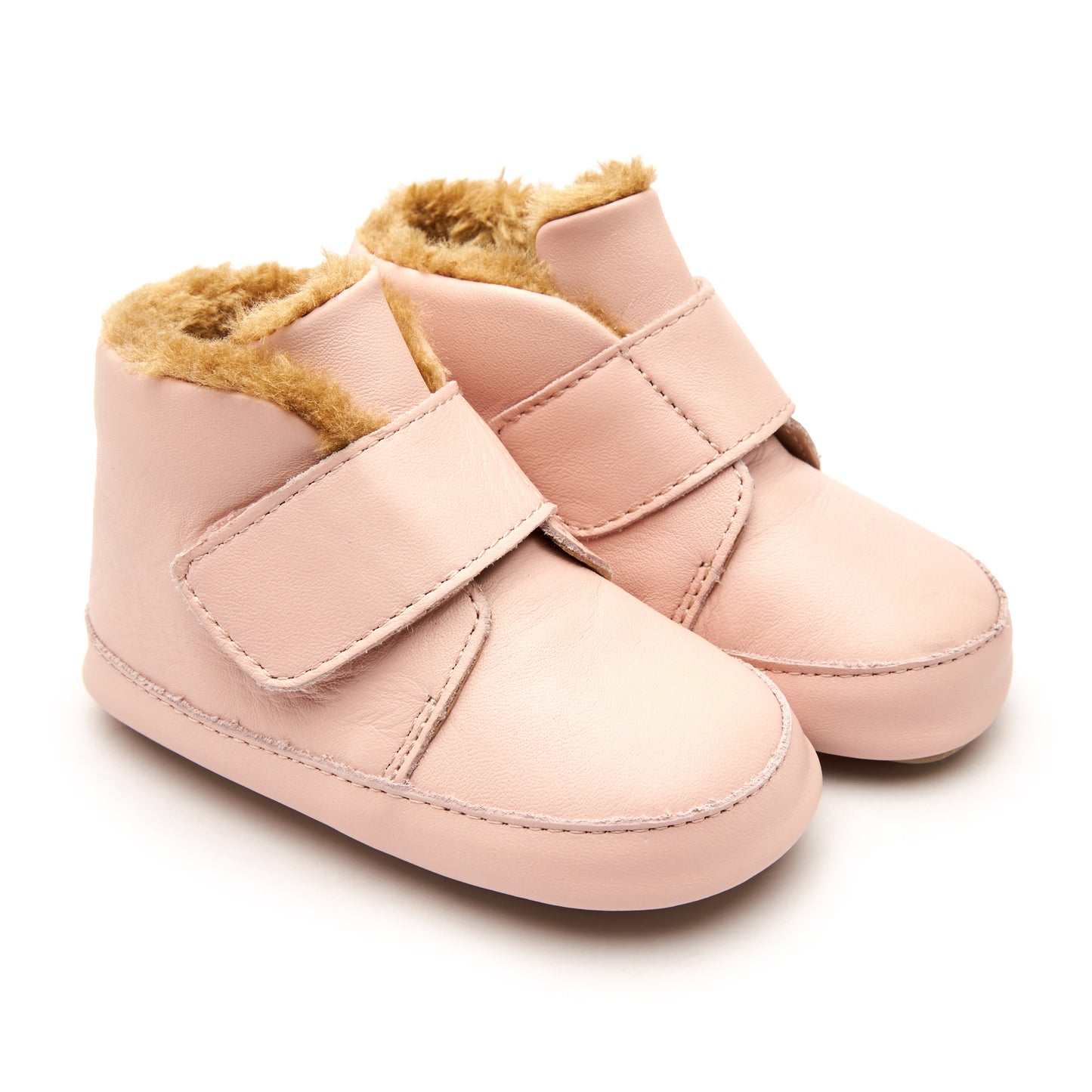 Old Soles 0044R Shloofy baby leather shoe in Powder Pink with soft sole detail