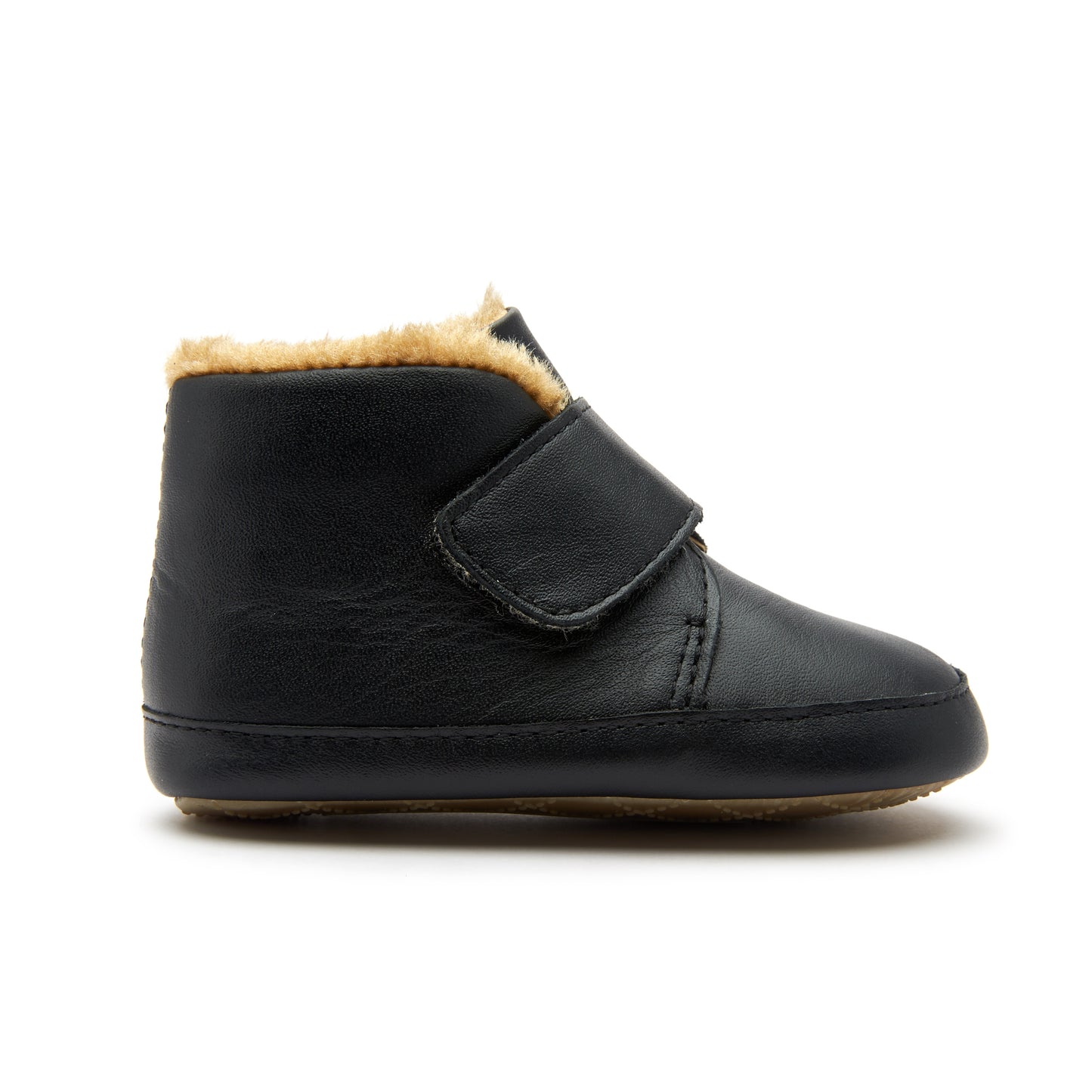 Old Soles 0044R Shloofy baby leather shoe in Black with soft sole detail