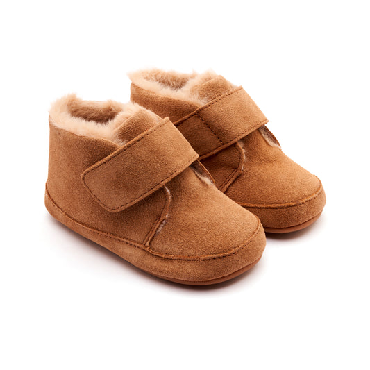 Old Soles 0044R Shloofy baby leather shoe in Tan Suede