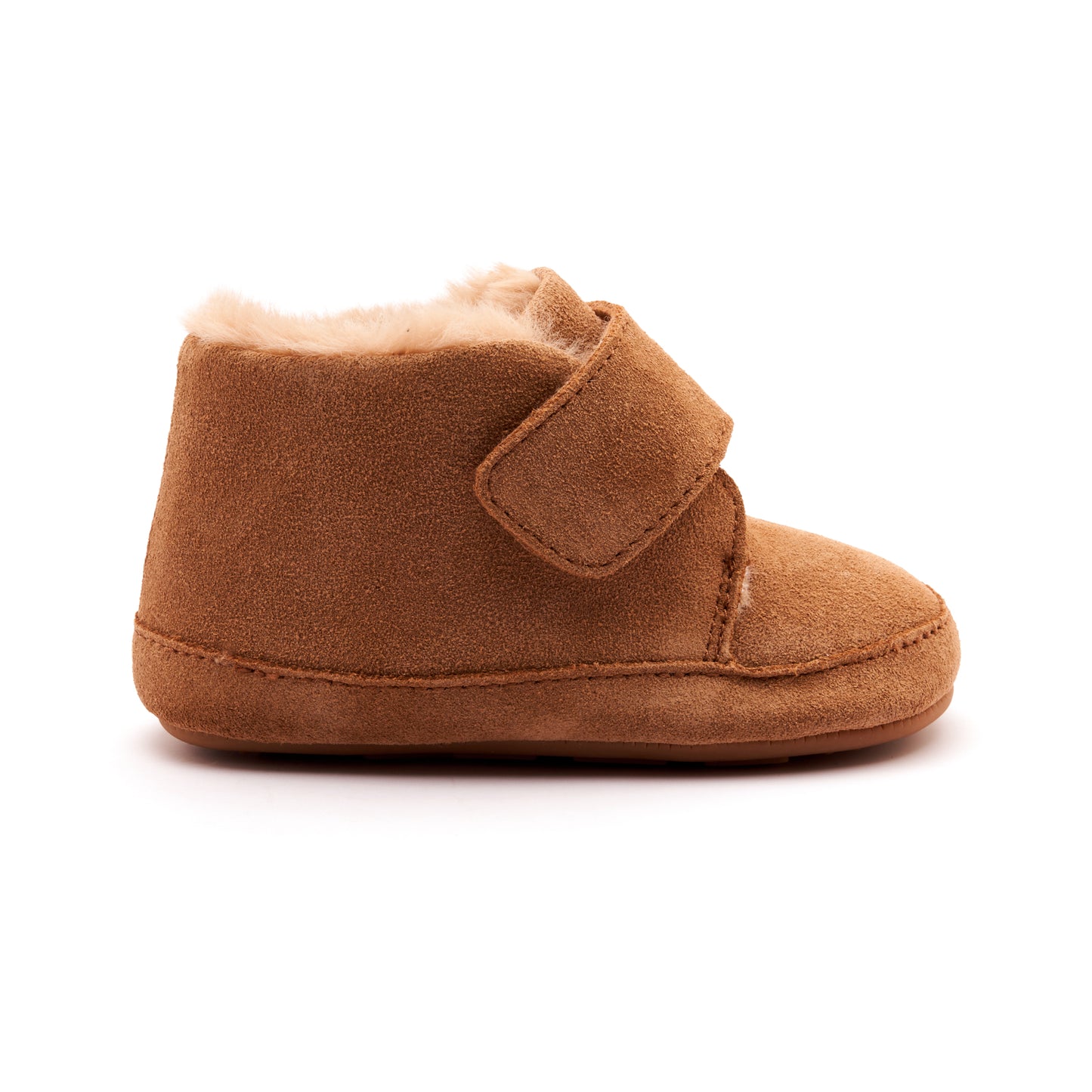 Old Soles 0044R Shloofy baby leather shoe in Tan Suede with soft sole detail