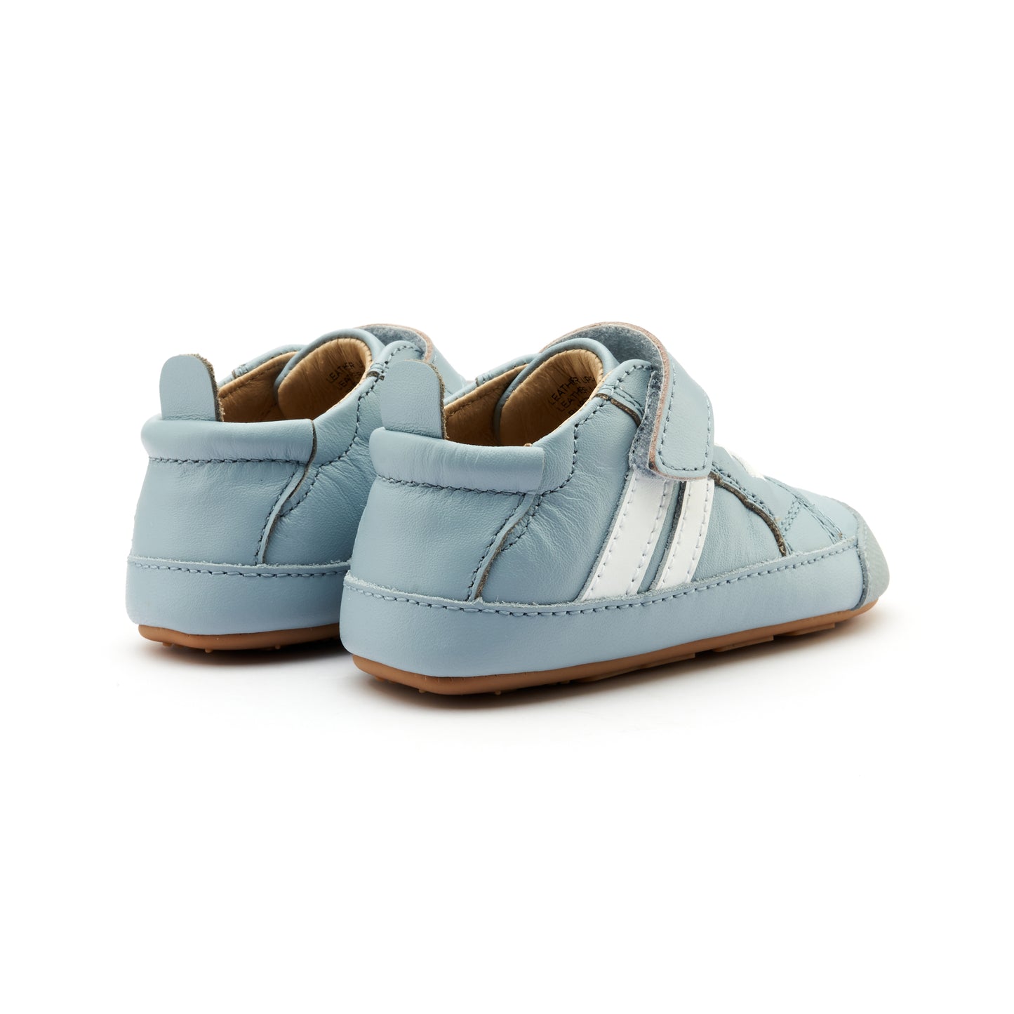 Old Soles 0049RT Low Roller Shoe baby leather shoe in Dusty Blue and Snow with classic detail