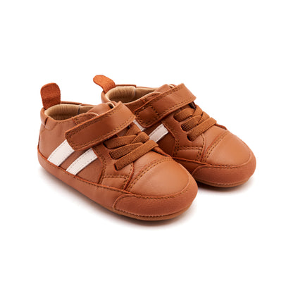 Old Soles 0049RT Low Roller Shoe baby leather shoe in Tan and Snow with classic detail